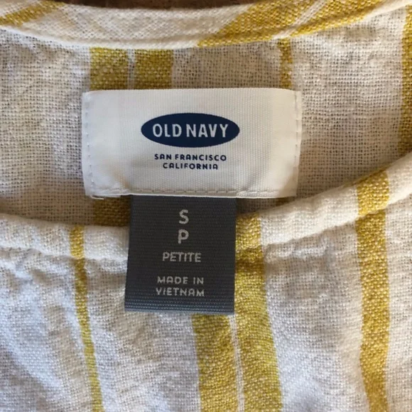 Old Navy Mustard Striped Linen Dress SP - Picture 6 of 6